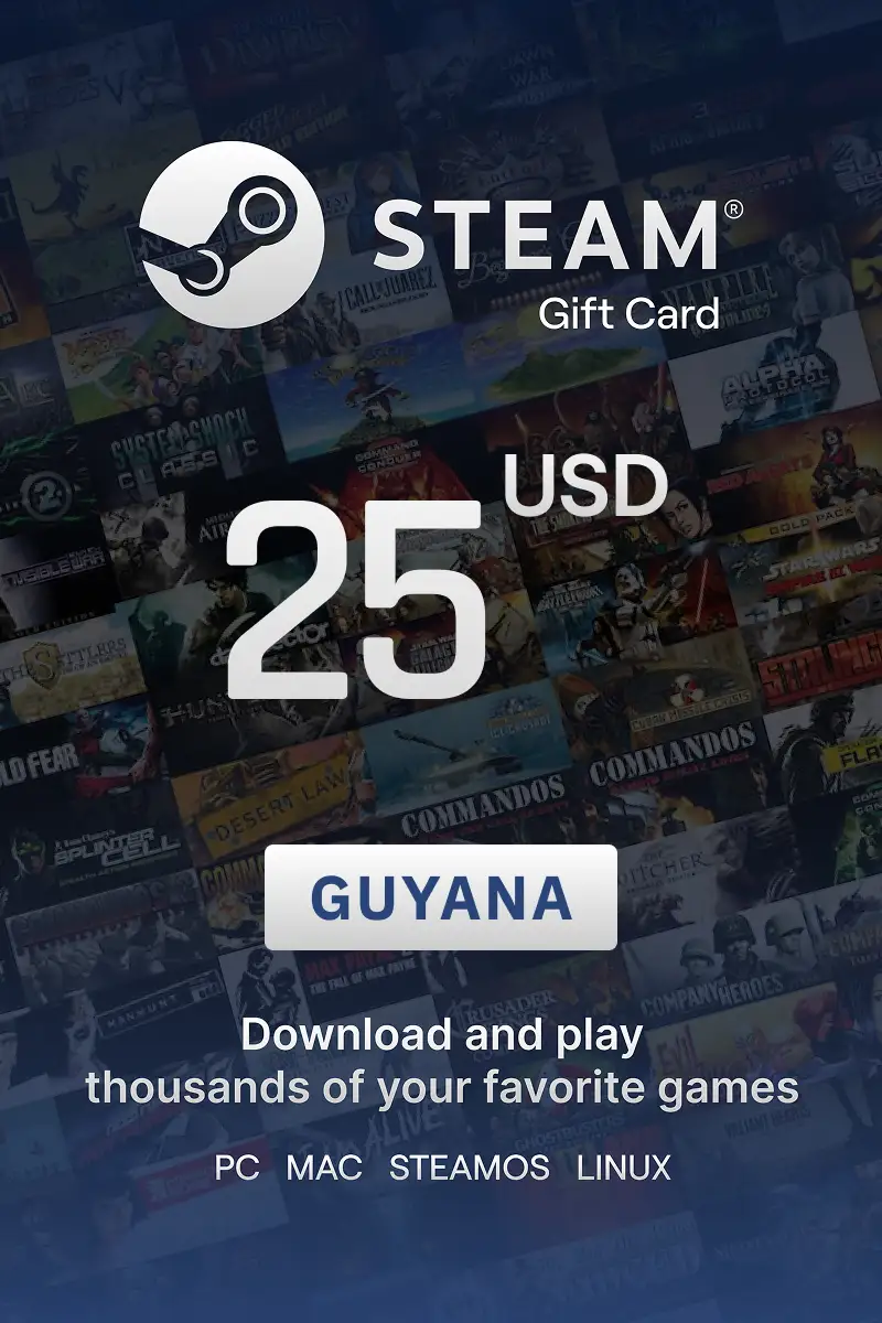 Steam Wallet 25 USD Gift Card (Guyana) - Digital Key