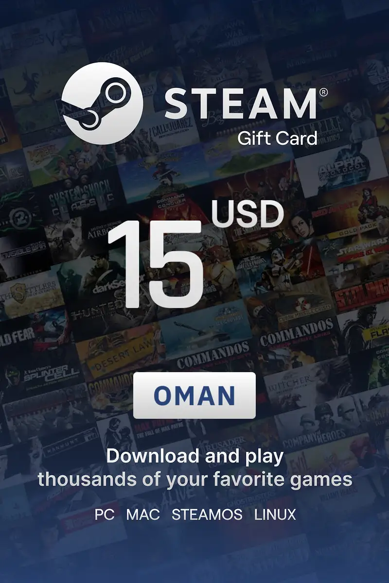 Steam Wallet 15 USD Gift Card (Oman) - Digital Key