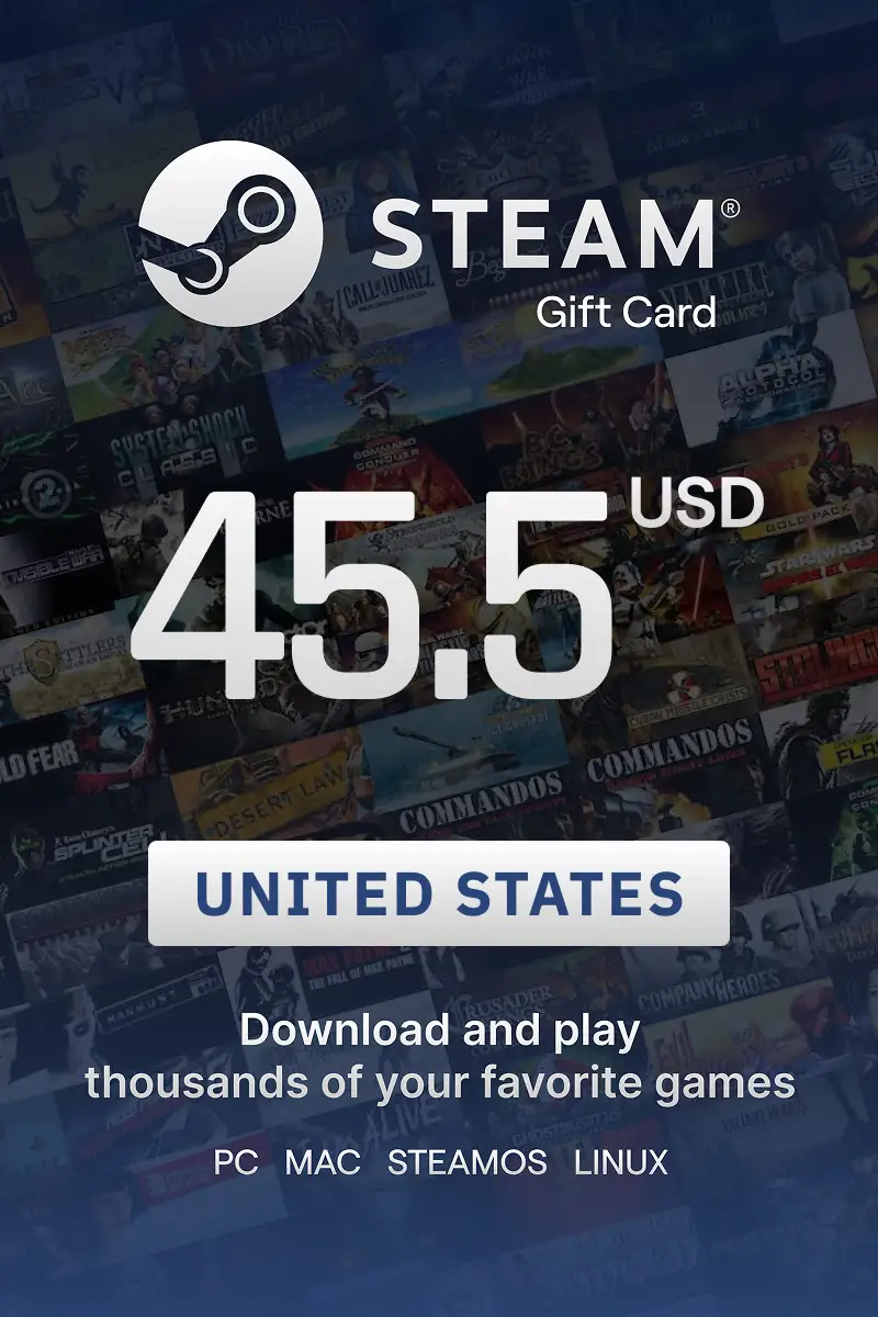 Steam Wallet 45.5 USD Gift Card (United States) - Digital Key