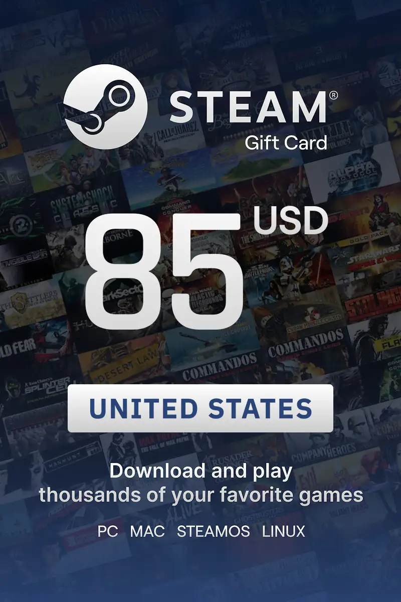 Steam Wallet 85 USD Gift Card (United States) - Digital Key