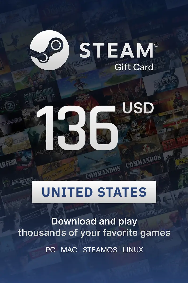Steam Wallet 136 USD Gift Card (United States) - Digital Key