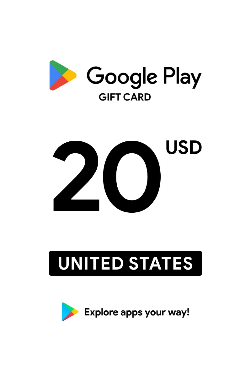 Google Play 20 USD Gift Card (United States) - Digital Key