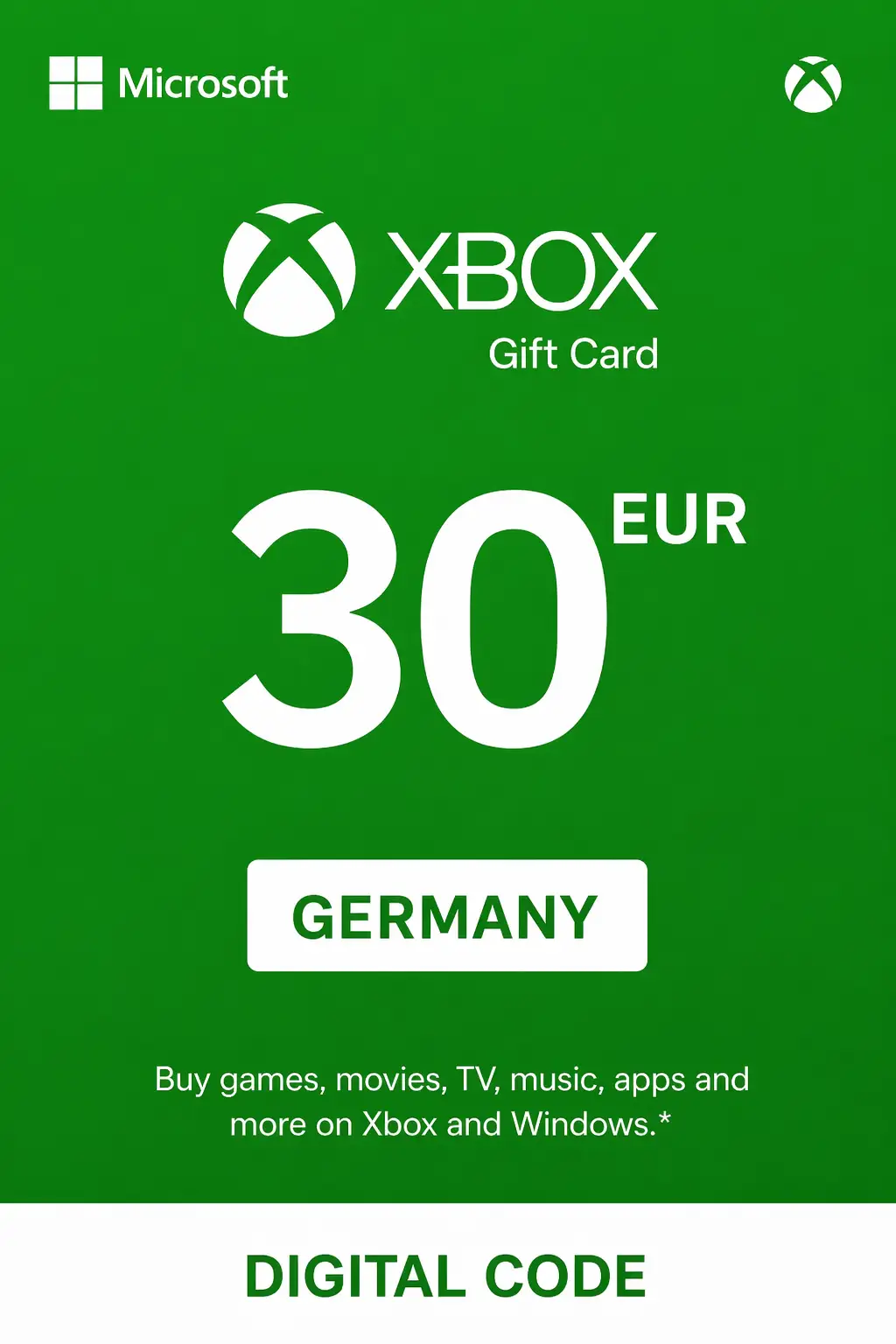 Xbox 30 EUR Gift Card (Germany) - Digital Key
