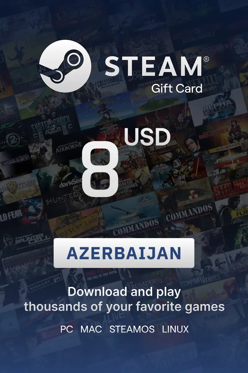 Steam Wallet 8 USD Gift Card (Azerbaijan) - Digital Key