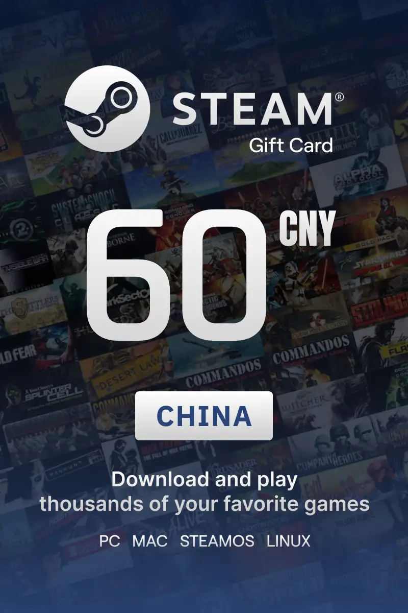 Steam Wallet 60 CNY Gift Card (China) - Digital Key
