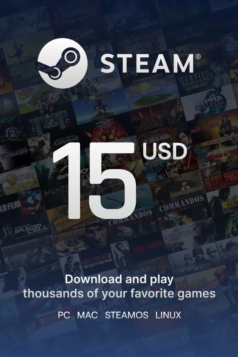 

Steam Wallet $15 USD Gift Card (US) - Digital Code