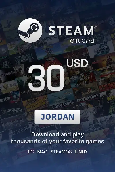 Steam Wallet 30 USD Gift card (Jordan) - Digital Key