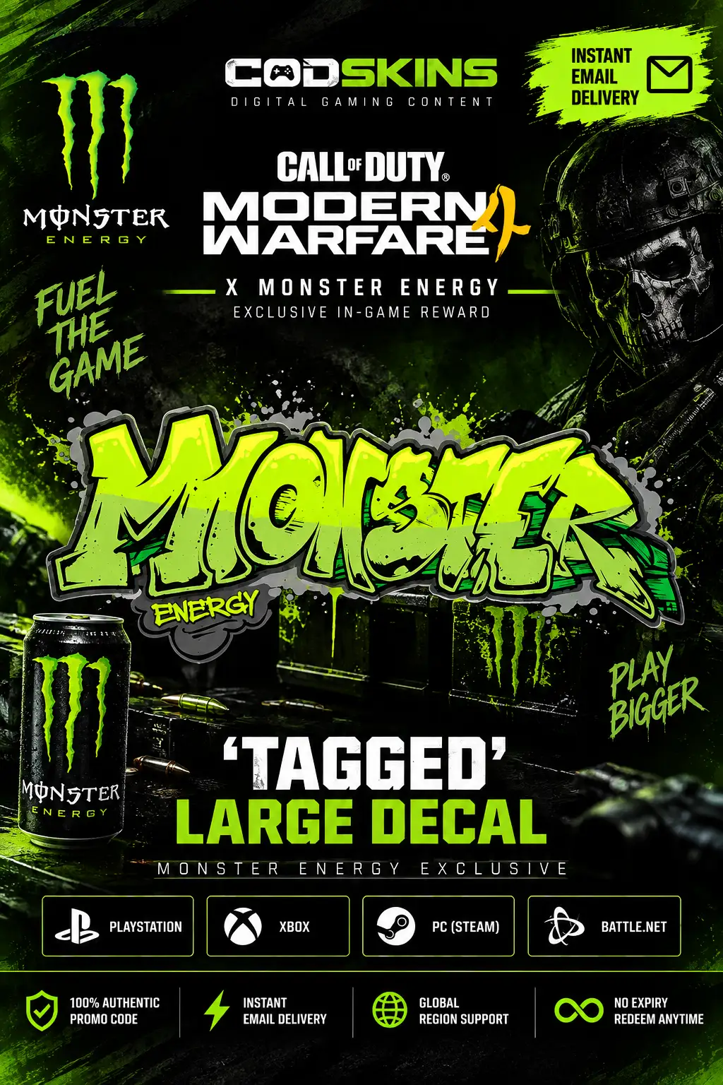 Call of Duty - Modern Warfare 4 Monster Energy Large Decal Tagged DLC (Global) (PC / PS4 / PS5 / Xbox One / Xbox Series X|S) - Official Website - Digital Key