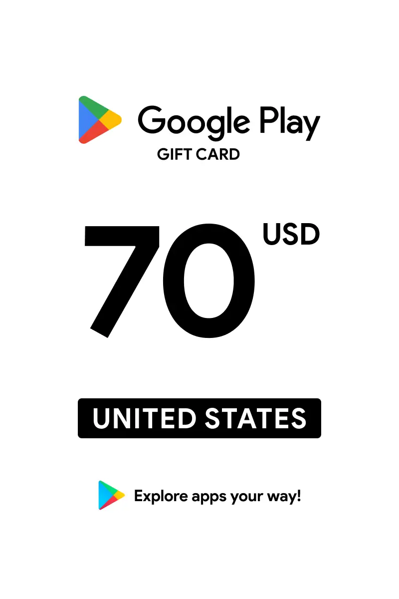 Google Play 70 USD Gift Card (United States) - Digital Key