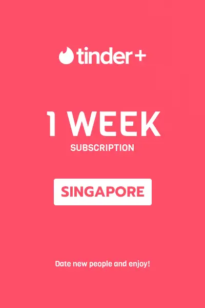 Tinder Plus - 1 Week Subscription (Singapore) - Digital Key