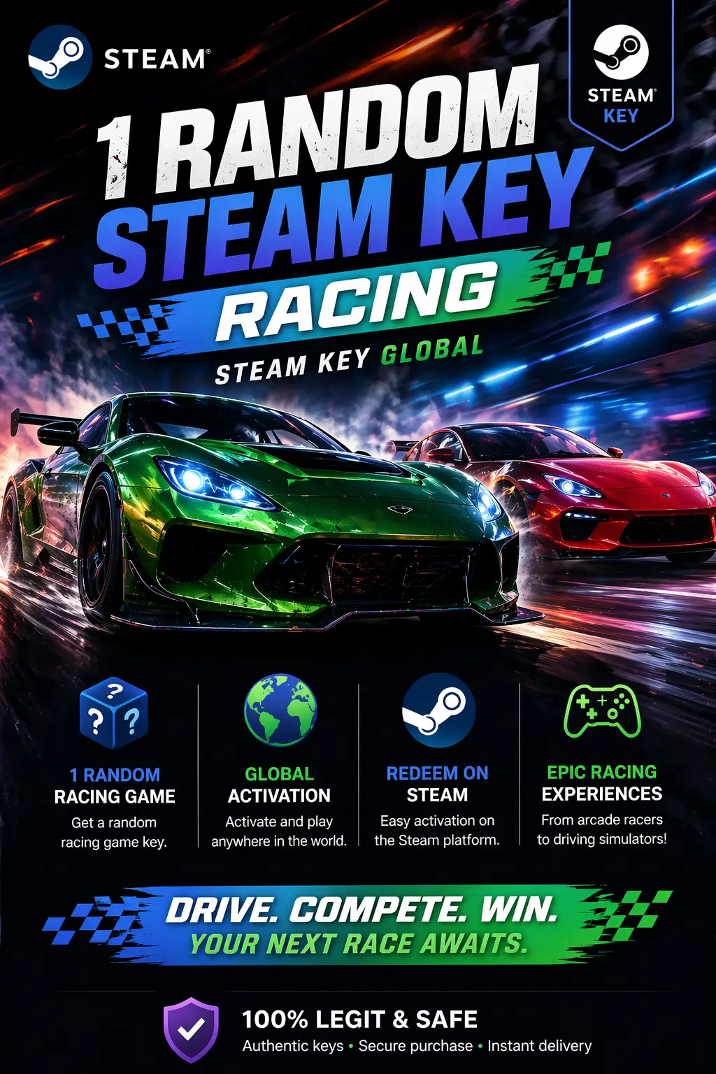1 Random Racing Steam Game Steam Digital Key