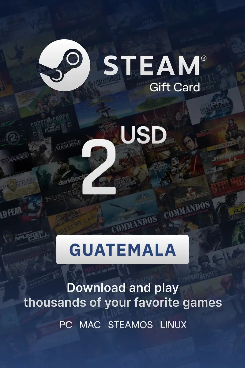 Steam Wallet 2 USD Gift Card (Guatemala) - Digital Key