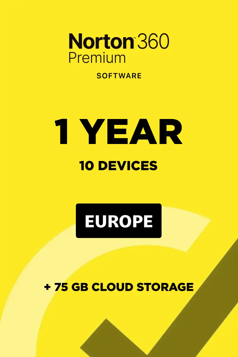 Norton 360 Premium (Europe) 10 Devices 1 Year + 75 GB Cloud Storage - Digital Key