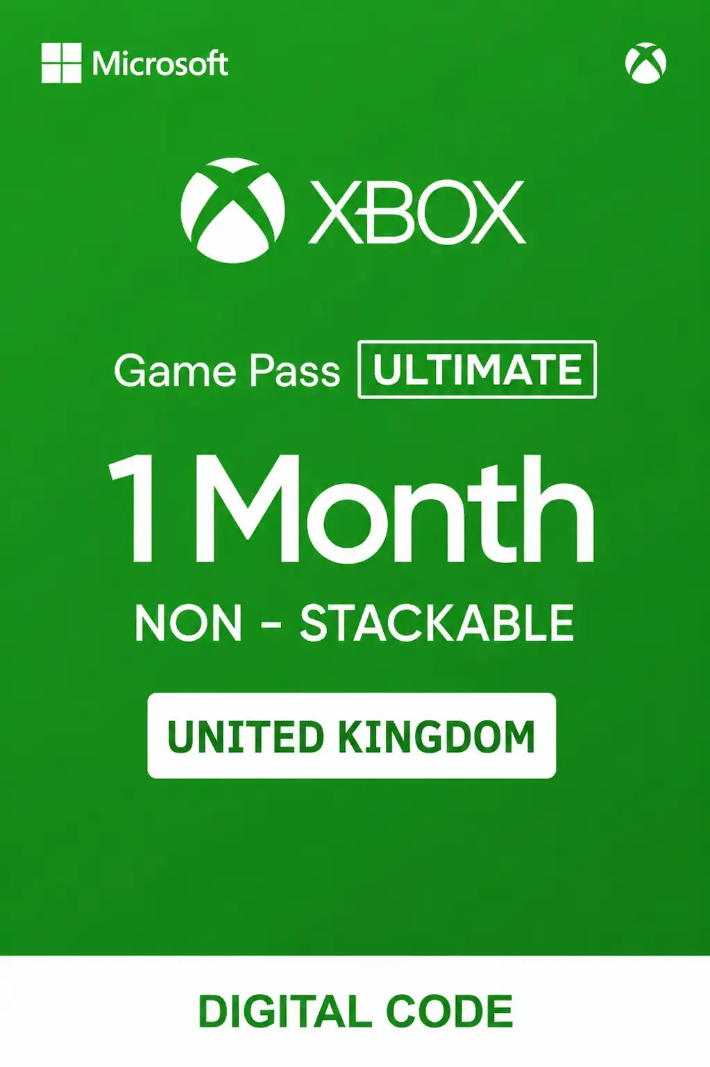 Xbox Game Pass Ultimate 1 Month Non-Stackable (United Kingdom) - Xbox Live - Digital Key