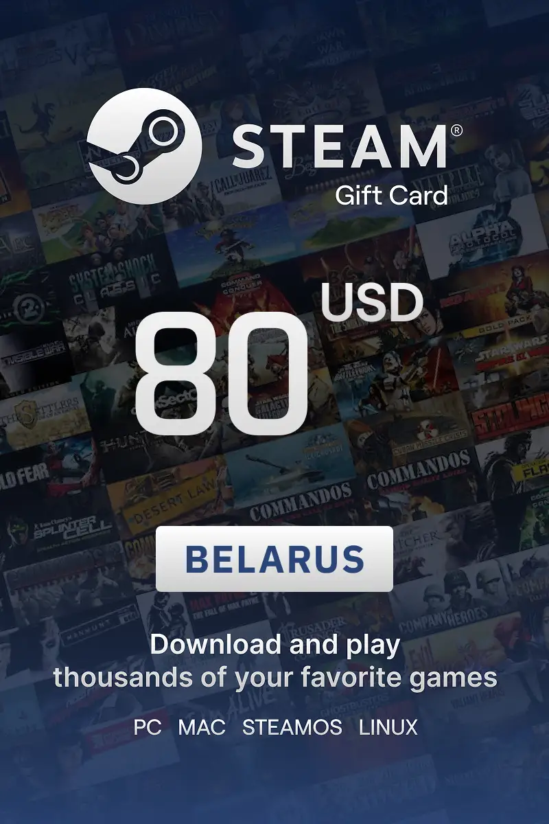 Steam Wallet 80 USD Gift Card (Belarus) - Digital Key