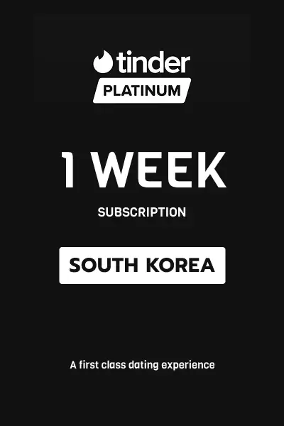 Tinder Platinum 1 Week Subscription (South Korea) - Digital Key