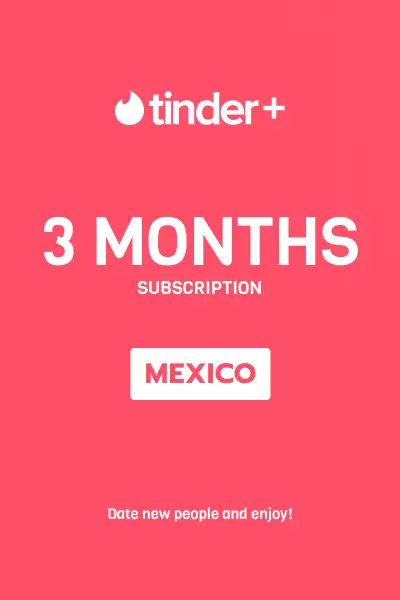 Tinder Plus - 3 Months Subscription (Mexico) - Digital Key