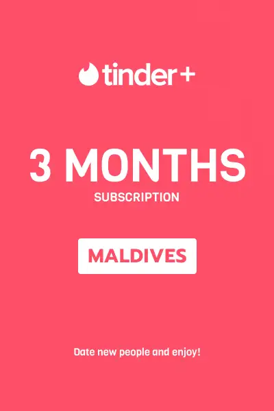 Tinder Plus - 3 Months Subscription (Maldives) - Digital Key