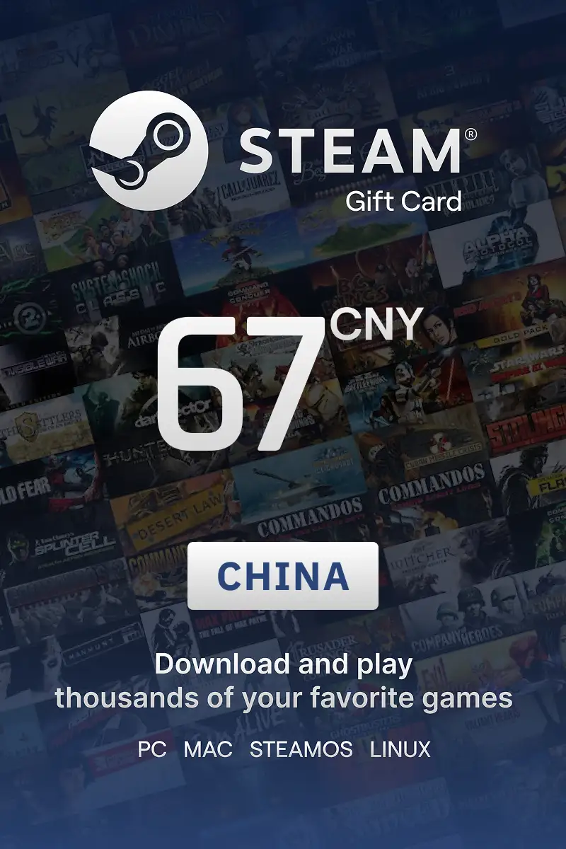 Steam Wallet 67 CNY Gift Card (China) - Digital Key