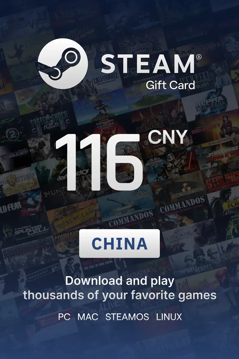 Steam Wallet 116 CNY Gift Card (China) - Digital Key