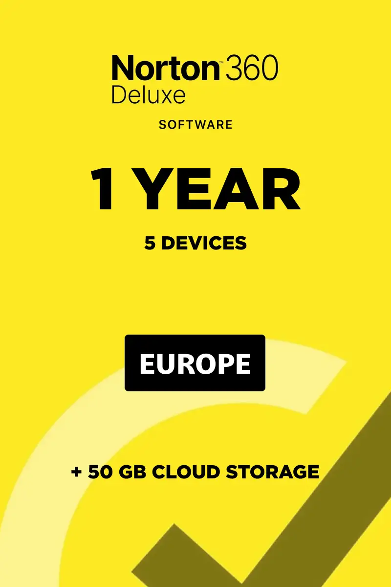 Norton 360 Deluxe (Europe) (2023) 5 Devices 1 Year + 50 GB Cloud Storage - Digital Key