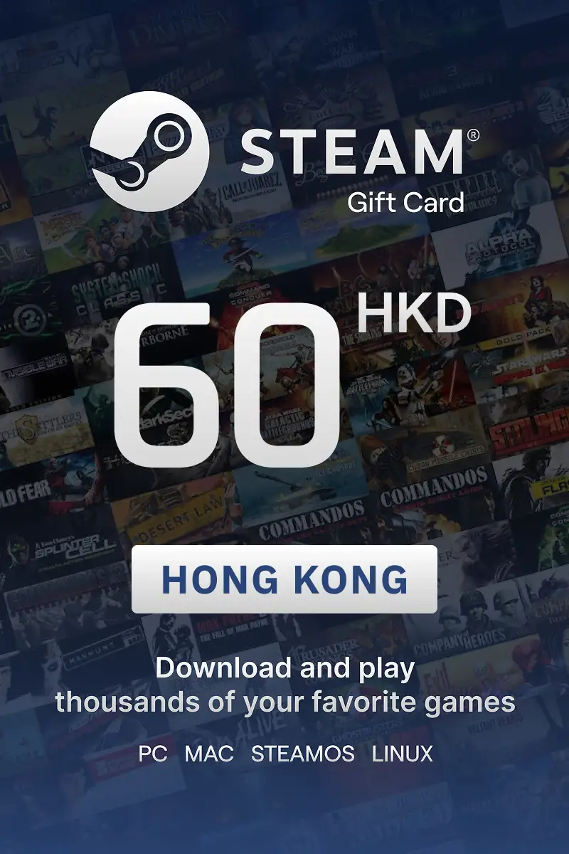 Steam Wallet 60 HKD Gift Card (Hong Kong) - Digital Key