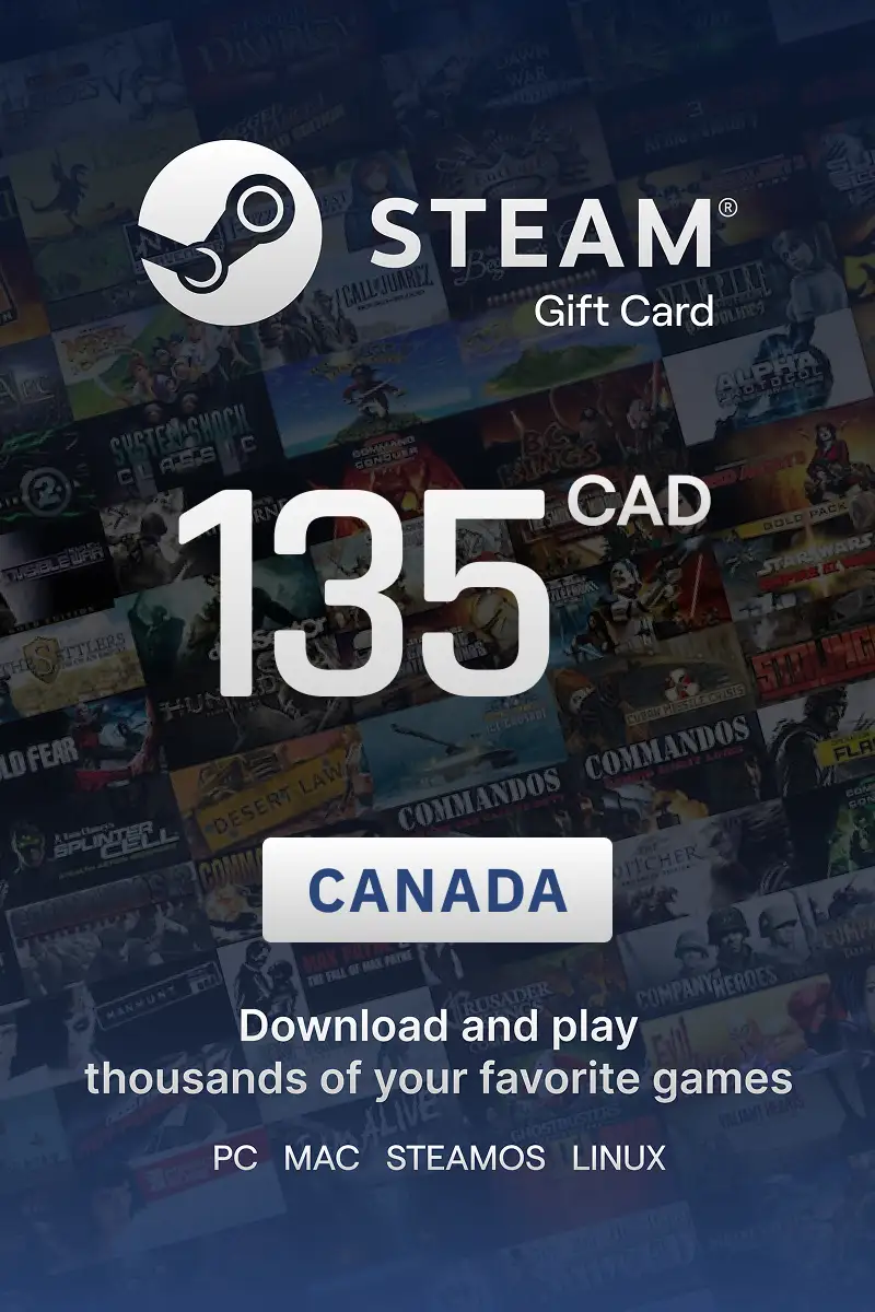 Steam Wallet 135 CAD Gift Card (Canada) - Digital Key