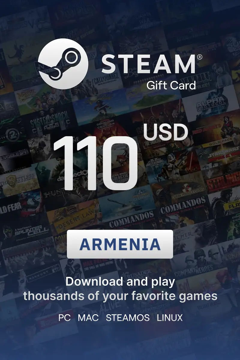 Steam Wallet 110 USD Gift Card (Armenia) - Digital Key