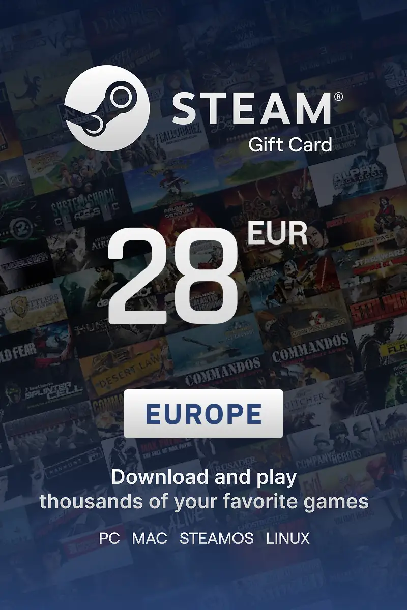 Steam Wallet 28 EUR Gift Card (Europe) - Digital Key