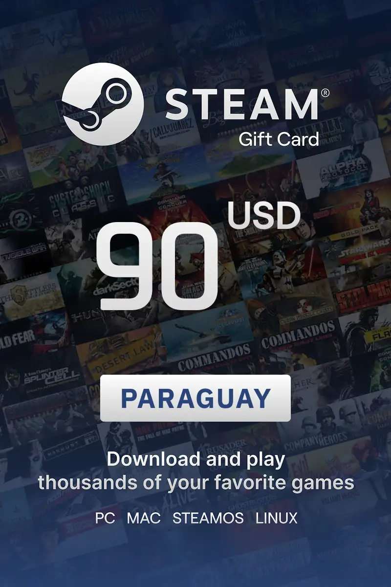 Steam Wallet 90 USD Gift Card (Paraguay) - Digital Key