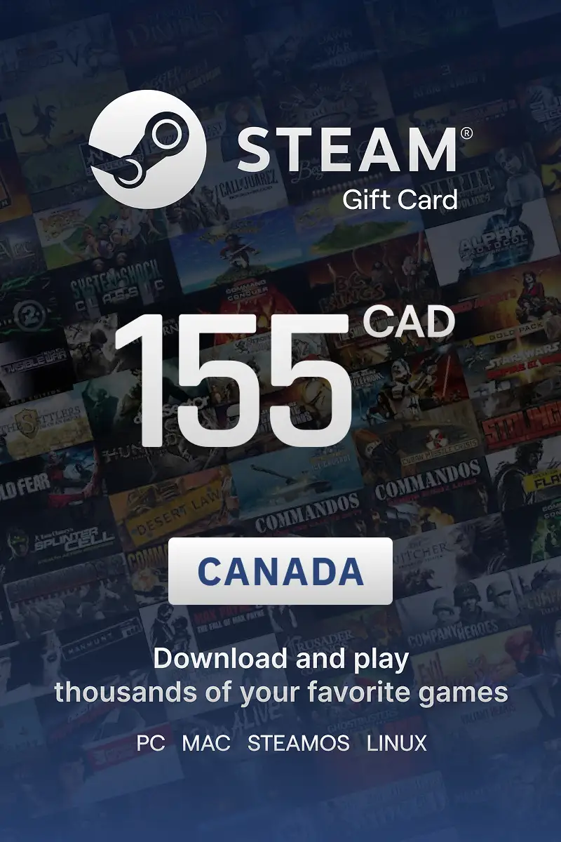 Steam Wallet 155 CAD Gift Card (Canada) - Digital Key