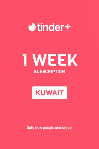 Tinder Plus - 1 Week Subscription (Kuwait) - Digital Key