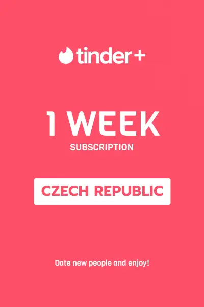 Tinder Plus - 1 Week Subscription (Czech Republic) - Digital Key