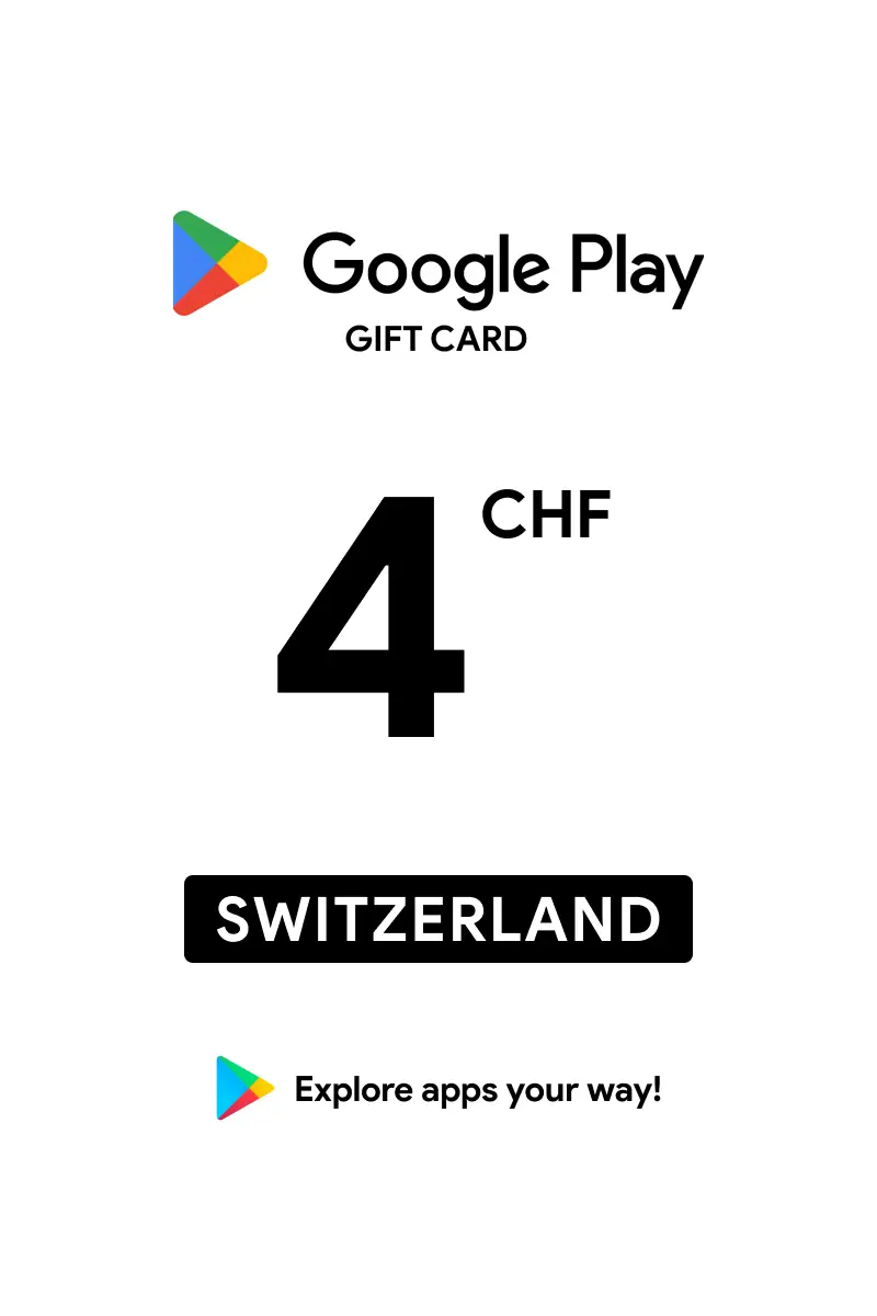 Google Play 4 CHF Gift Card (Switzerland) - Digital Key