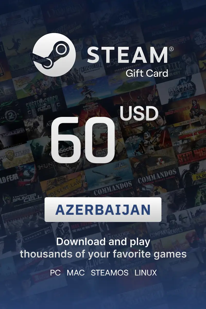 Steam Wallet 60 USD Gift Card (Azerbaijan) - Digital Key