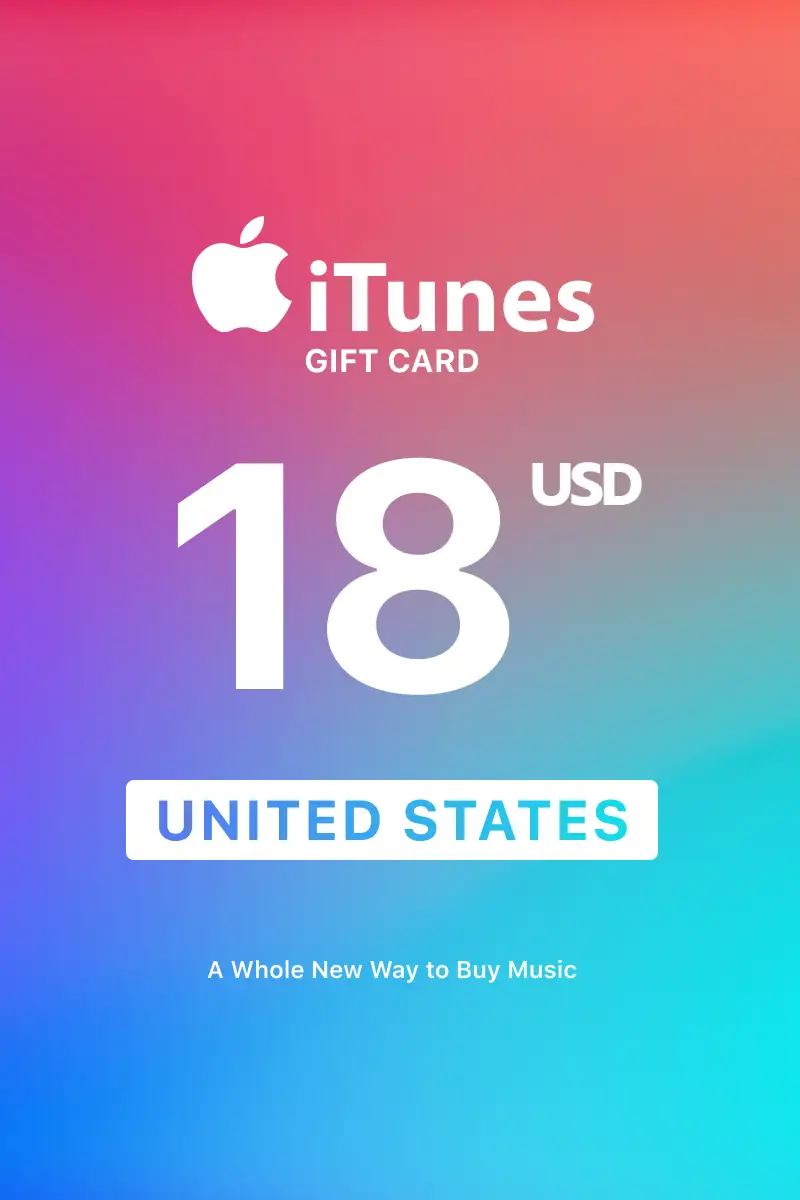 Apple iTunes 18 USD Gift Card (United States) - Digital Key afbeelding 1