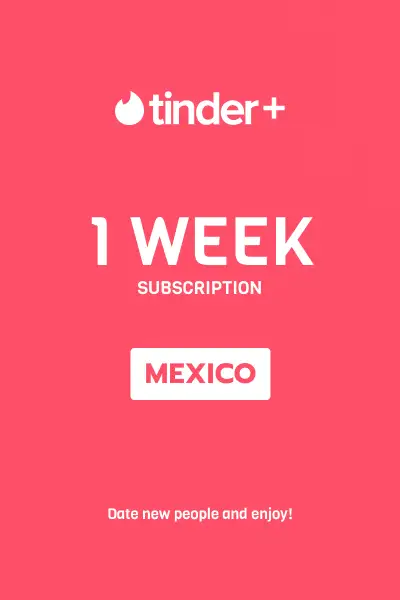 Tinder Plus - 1 Week Subscription (Mexico) - Digital Key