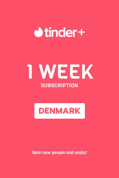 Tinder Plus - 1 Week Subscription (Denmark) - Digital Key