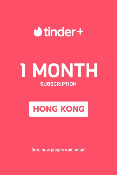 Tinder Plus - 1 Month Subscription (Hong Kong) - Digital Key