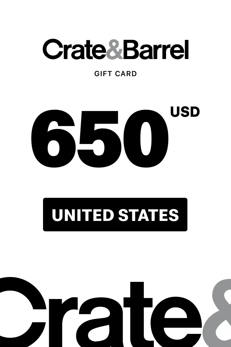 Crate and Barrel 650 USD Gift Card (United States) - Digital Key