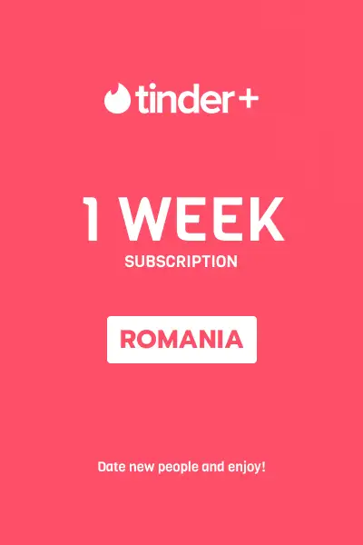 Tinder Plus - 1 Week Subscription (Romania) - Digital Key