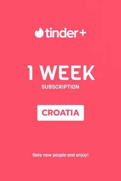 Tinder Plus - 1 Week Subscription (Croatia) - Digital Key