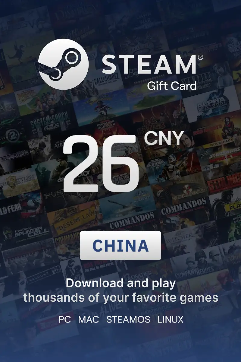 Steam Wallet 26 CNY Gift Card (China) - Digital Key