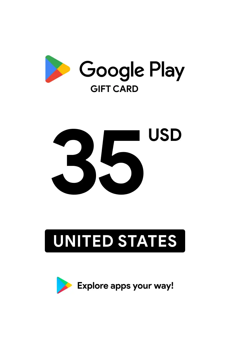 Google Play 35 USD Gift Card (United States) - Digital Key