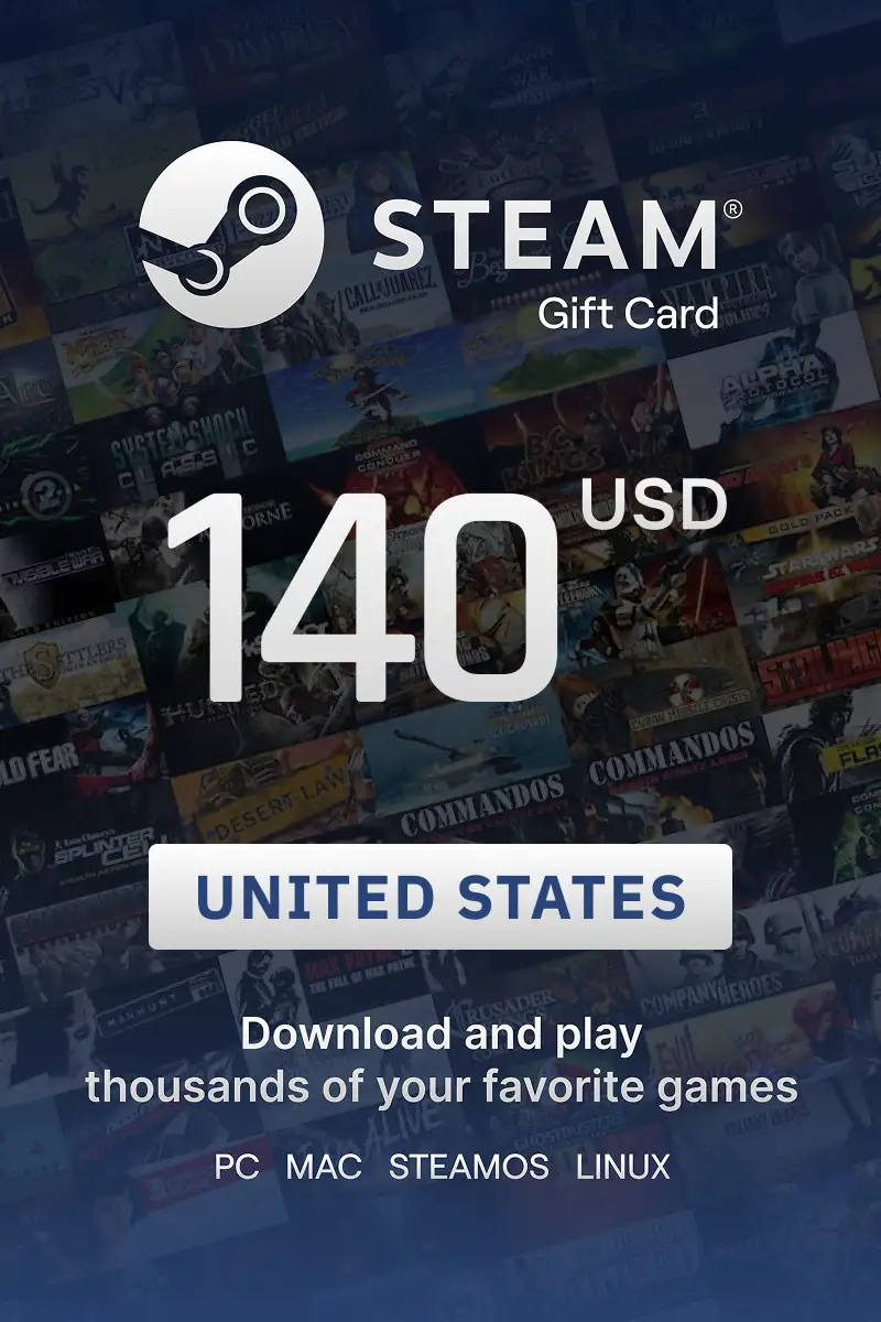 Steam Wallet 140 USD Gift Card (United States) - Digital Key