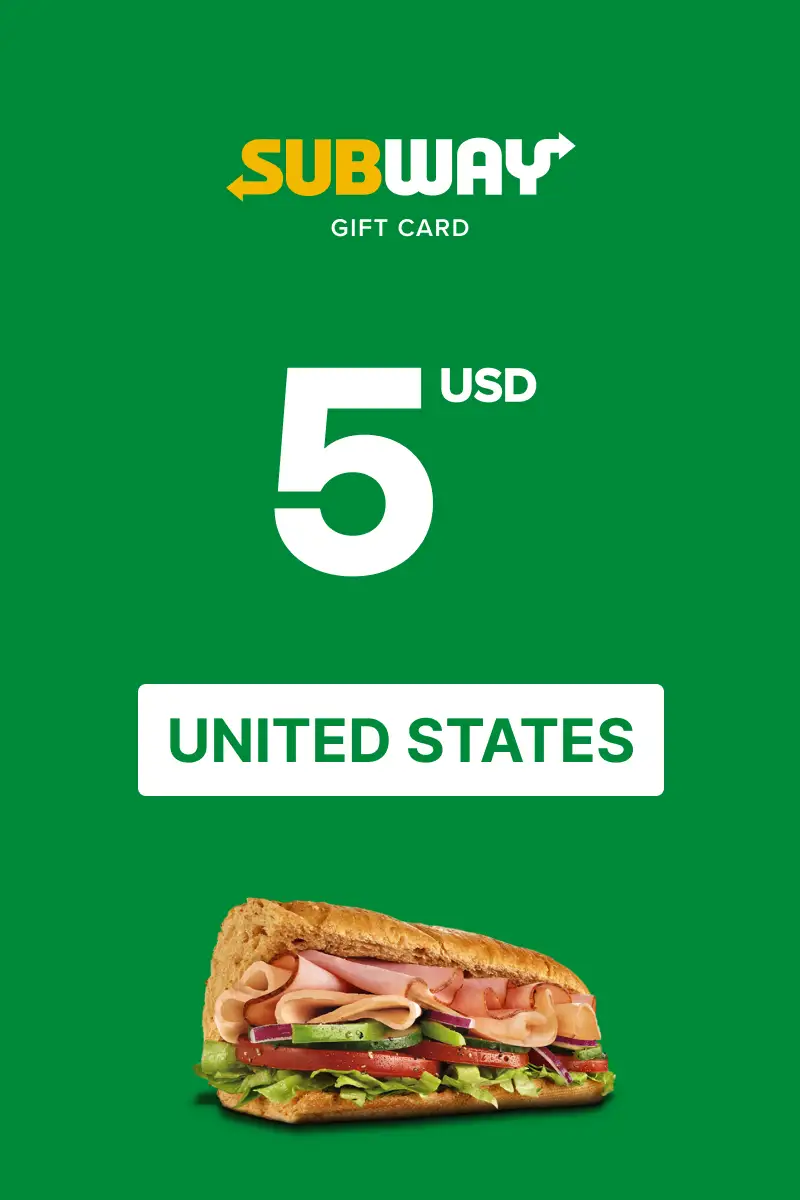 Subway 5 USD Gift Card (United States) - Digital Key