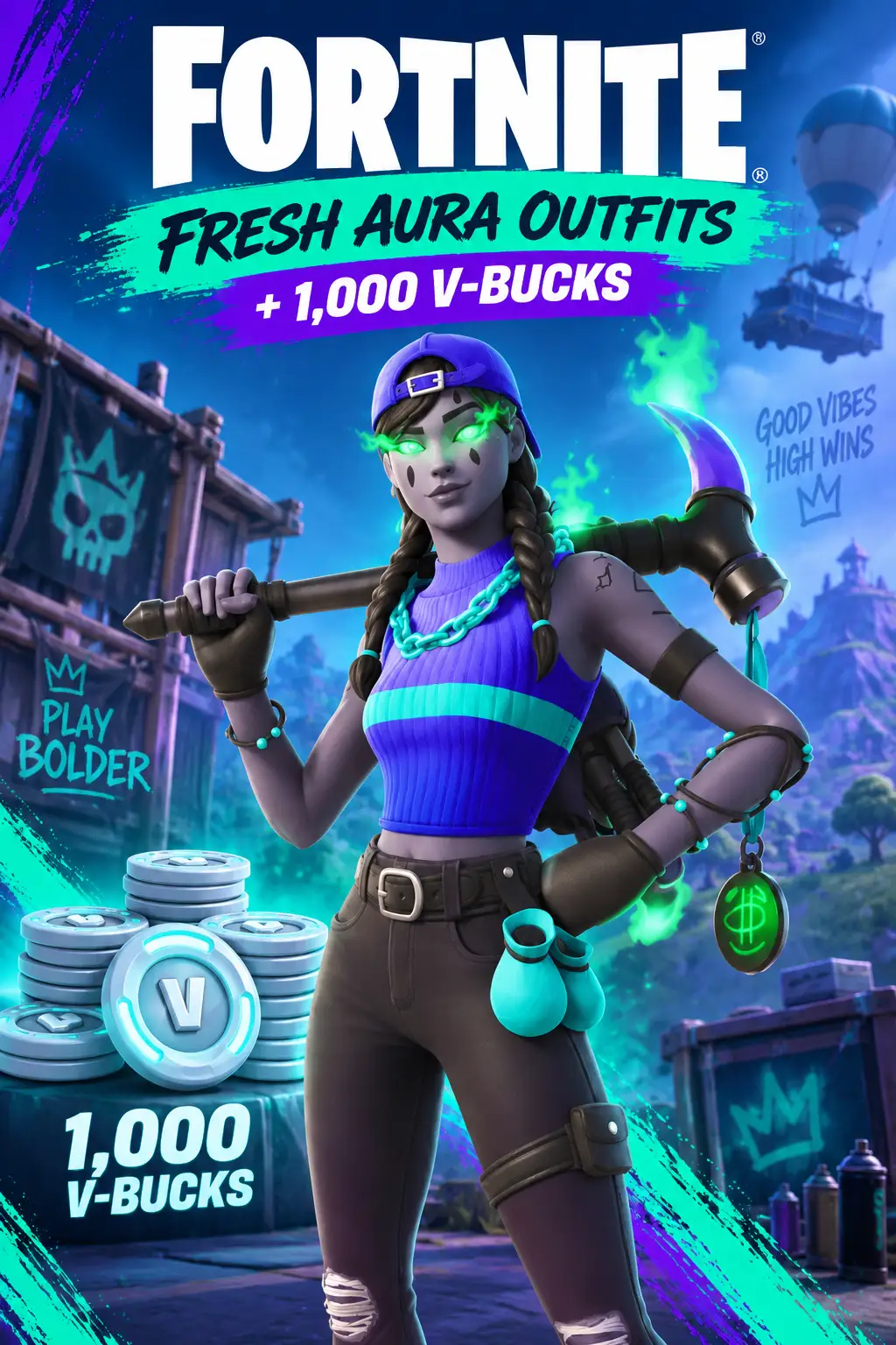 Fortnite - Fresh Aura Outfits + 1,000 V-Bucks DLC (Global) (Xbox One / Xbox Series X|S) - Xbox Live - Digital Key