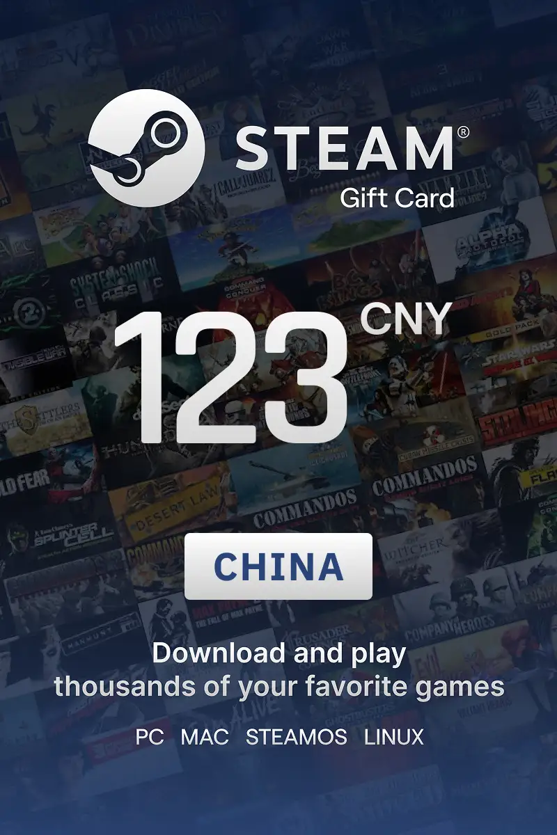 Steam Wallet 123 CNY Gift Card (China) - Digital Key