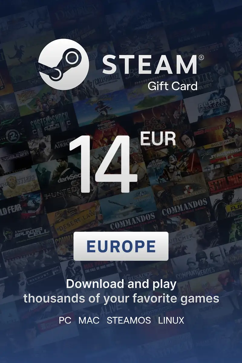Steam Wallet 14 EUR Gift Card (Europe) - Digital Key