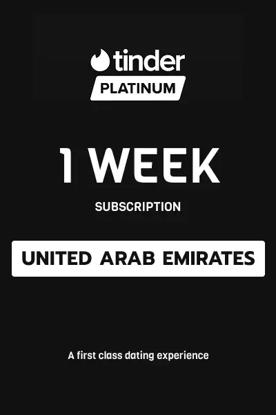 Tinder Platinum 1 Week Subscription (United Arab Emirates) - Digital Key